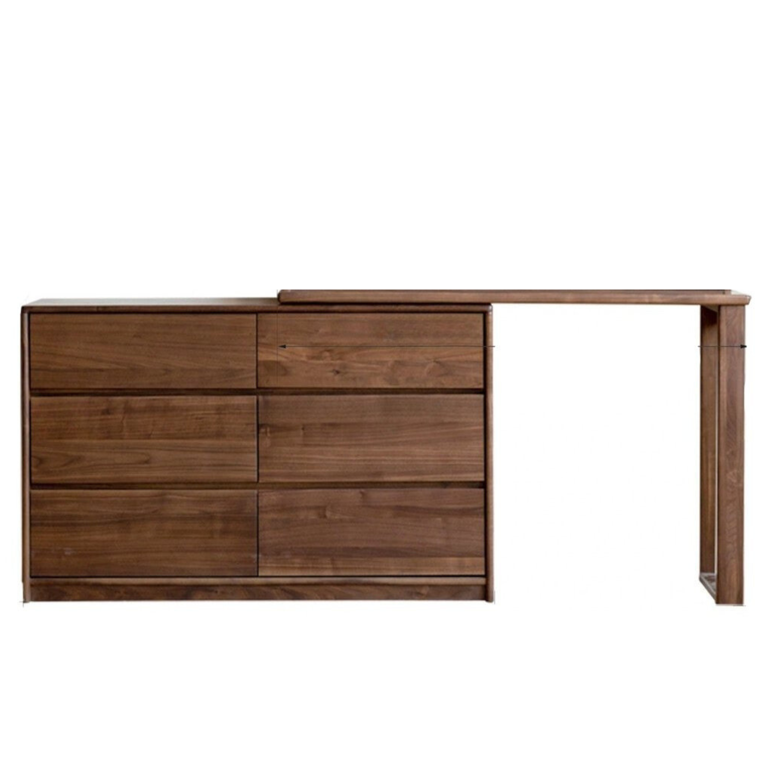 Premium Black Walnut Solid Wood Extendable Vanity Dressing Table with Mirror - Perfect for Bedroom, Bathroom & Makeup Organization