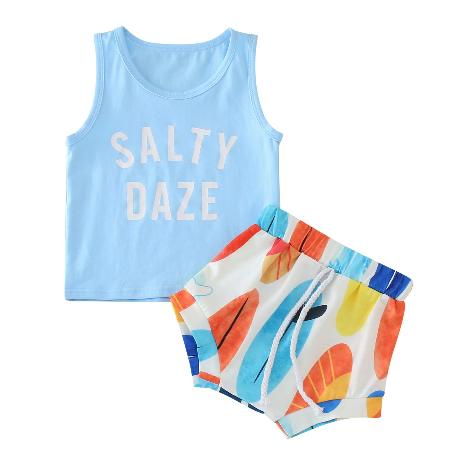 Toddler Boys Summer Outfits - Sleeveless Letter Print Vest & Hawaii Shorts 2-Piece Set | Cute Baby Boy Clothes for Beach Vacation & Playtime