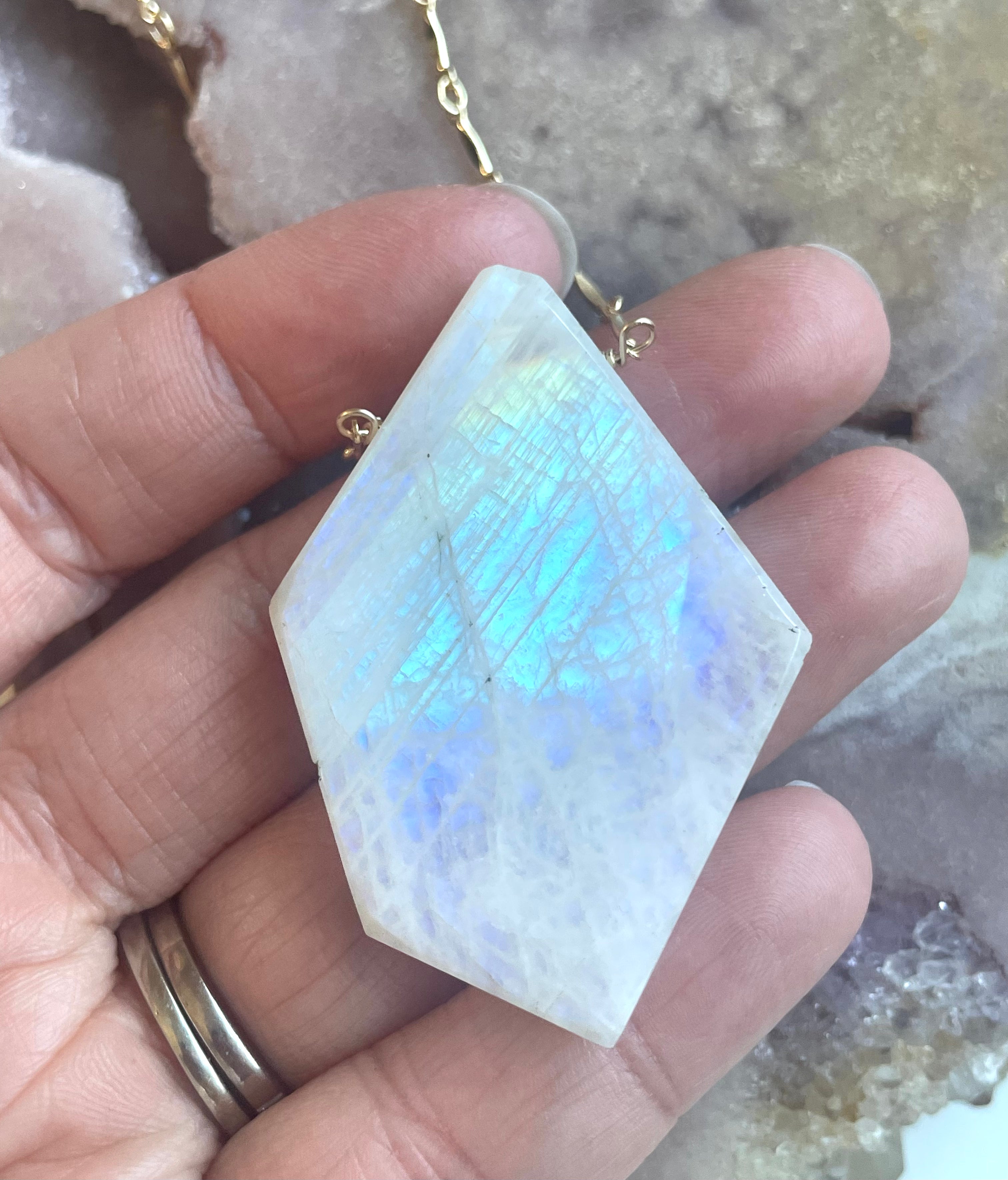 Moonstone Pendant Statement Necklace - 14K Gold Filled Boho Jewelry for Women | Perfect for Weddings, Parties & Everyday Wear