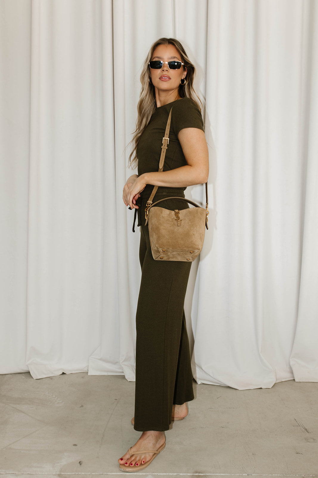 The Muse Knit Top & Pants Set in Olive - Stylish Women's Casual Outfit for Work, Travel & Everyday Wear