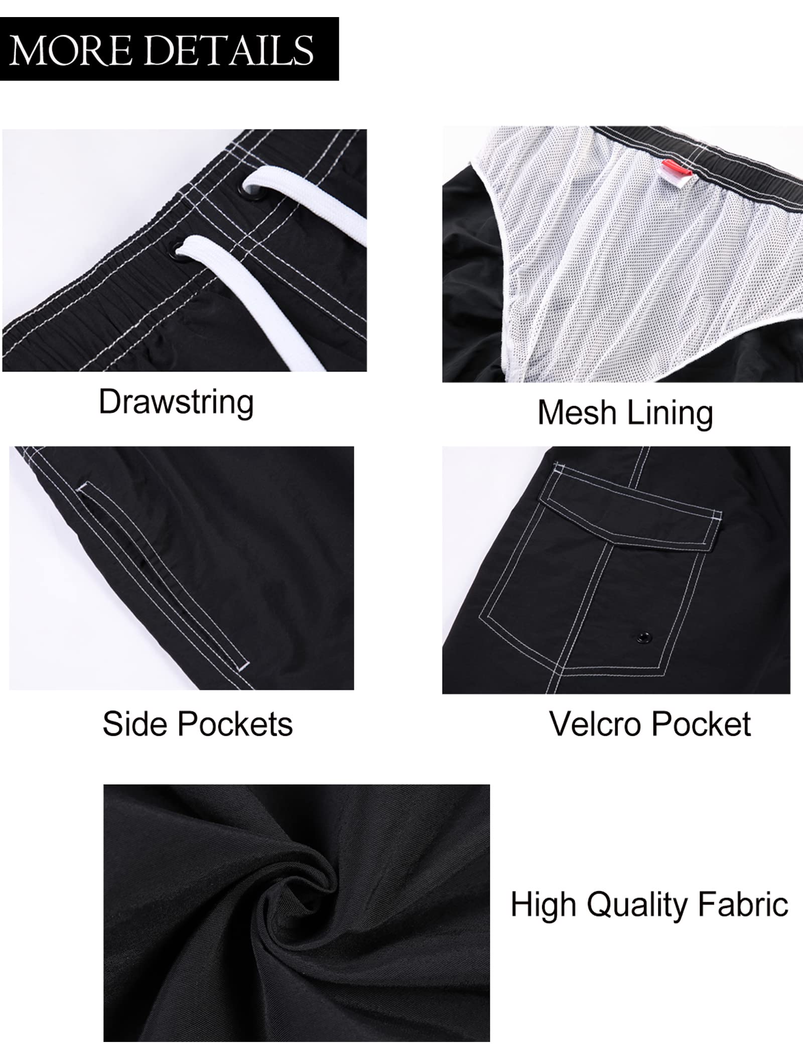 **Men's Quick Dry Swim Trunks - Lightweight Board Shorts for Swimming, Surfing & Beach Activities | UPF 50+ Sun Protection**