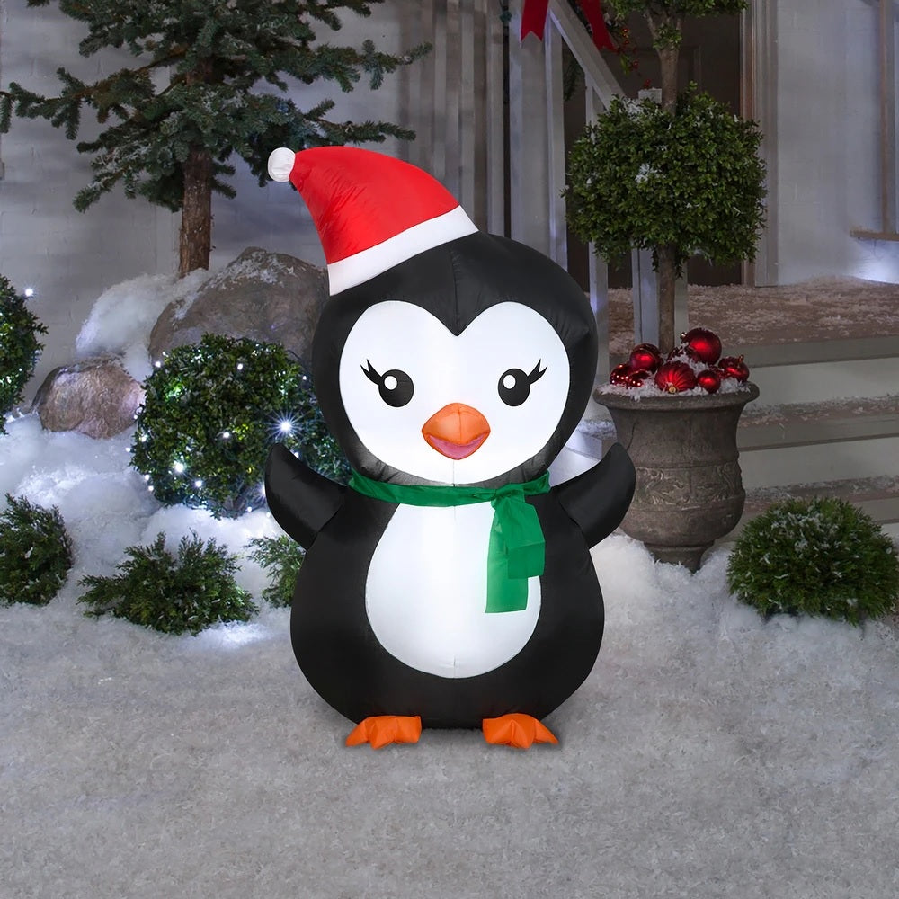 3.5' Airblown® Playful Penguin Christmas Inflatable Yard Decoration - Outdoor Holiday Decor for Xmas Lawn, Garden & Party Decorations