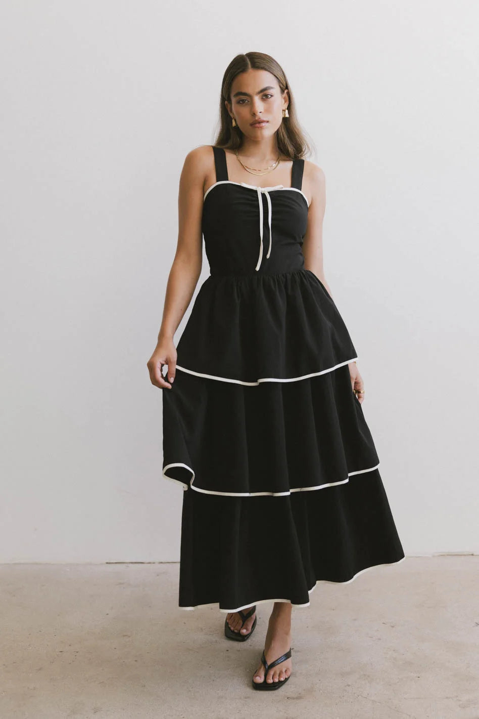 Liza Black Contrast Trim Dress - Elegant & Stylish Women's Fashion for Parties, Dates & Special Occasions
