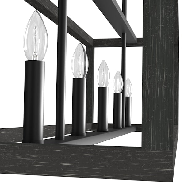 Hunter Squire Manor 5-Light Linear Chandelier - Matte Black/Dark Ash Finish - Modern Farmhouse Lighting for Dining Room, Kitchen Island & Entryway