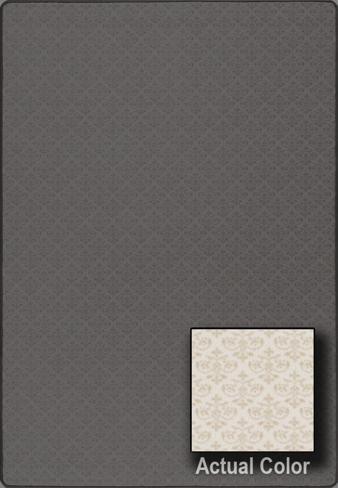Milliken Area Rug 6544 - Imagine Stencils Parchment Transitional Damask Runner Rug 2'1