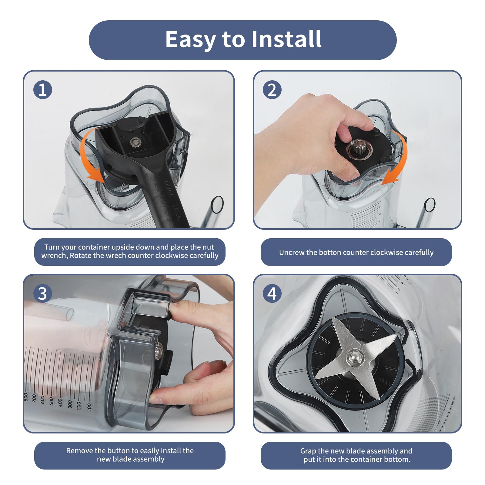 Vitamix Replacement Blade Parts Kit with Wrench & Drive Socket - Compatible with 5200, 5000, 4500, 5500 Blenders - Fits 64oz, 48oz, 32oz Containers - 2 Year Warranty - Perfect for Smoothies, Soups & Food Prep
