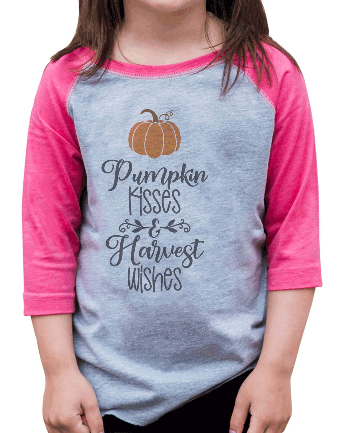 7 ate 9 Apparel Girls' Pumpkin Kisses T-Shirt - Cute Fall Graphic Tee for Toddler & Kids - Perfect for Halloween, Thanksgiving & Autumn Outfits