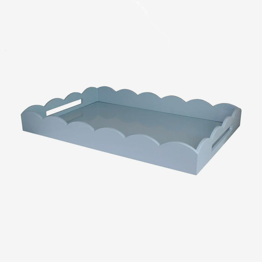 Addison Ross Scalloped Rectangle Tray - Decorative Serving Tray for Dining, Bathroom, or Coffee Table - Elegant Home Decor for Parties & Entertaining