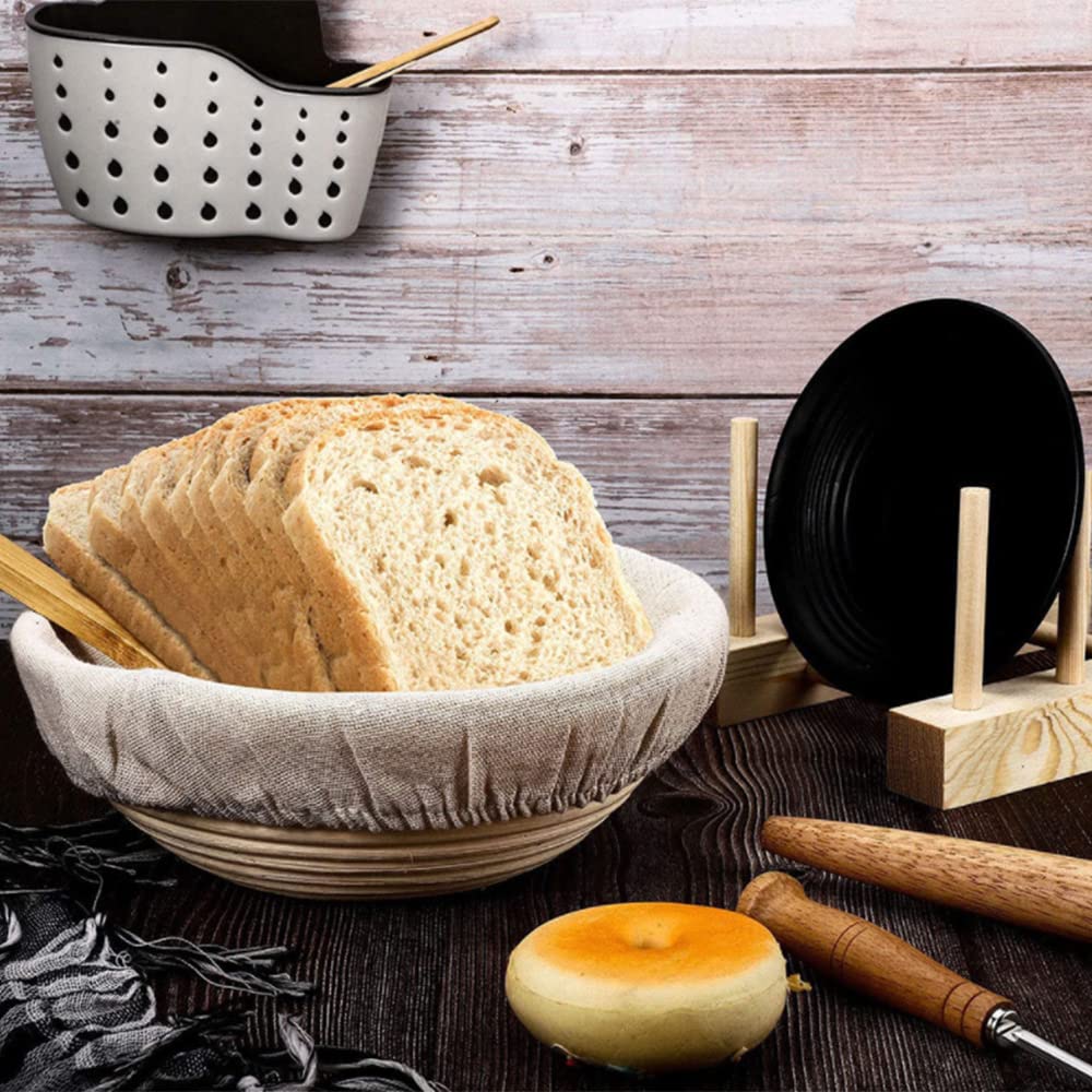 Premium Bread Proofing Basket Liner Set - 6-Piece Round & Oval Linen Covers for Dough Rising (9