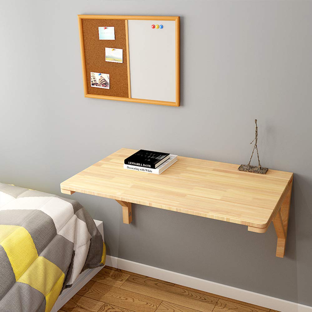 Space-Saving Folding Wall-Mounted Drop-Leaf Table - Solid Wood Wall Desk for Small Spaces, Home Office, Bedroom & Dining (14 Size Options) - Perfect for Apartments, Dorms & Tiny Homes