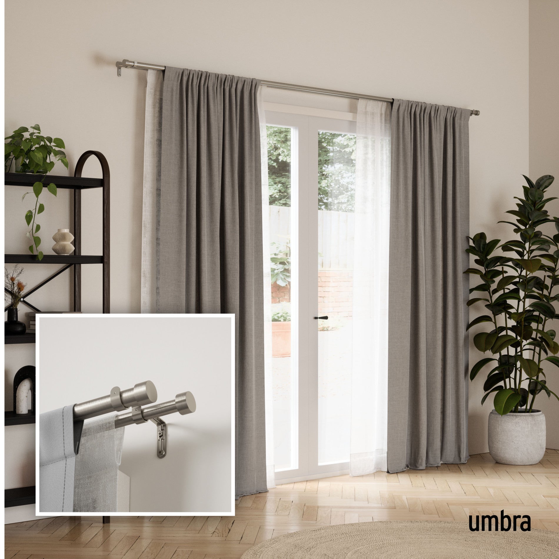 Double Curtain Rod - Cappa Adjustable Tension Rod for Windows, Blackout & Sheer Drapes - Perfect for Living Room, Bedroom & Home Decor