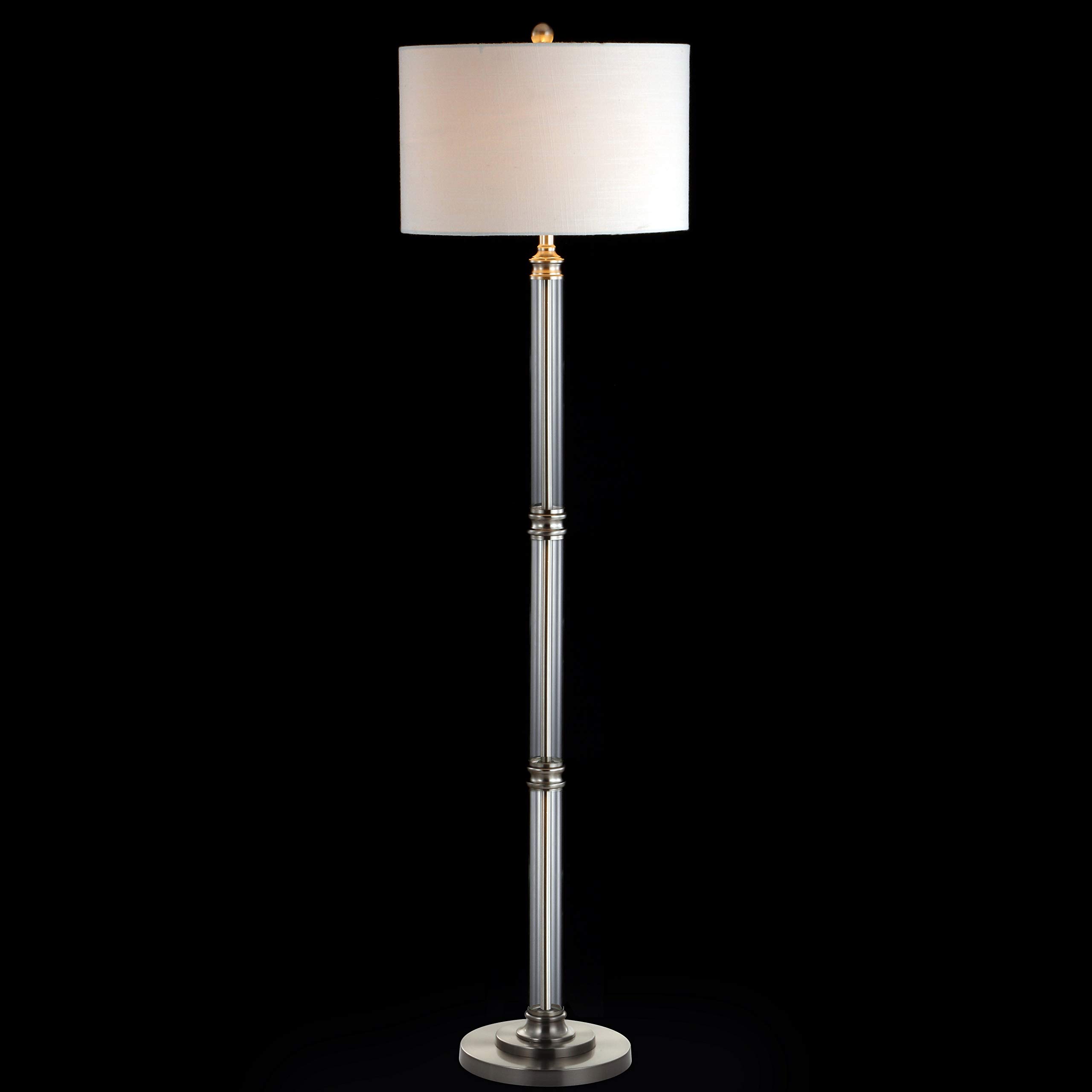 JONATHAN Y JYL3058A 60-Inch Modern Floor Lamp in Polished Nickel with Clear Glass - Contemporary Elegant Lighting for Living Room, Bedroom, Office & Hallway | Perfect for Reading Nook, Home Office & Entryway Decor