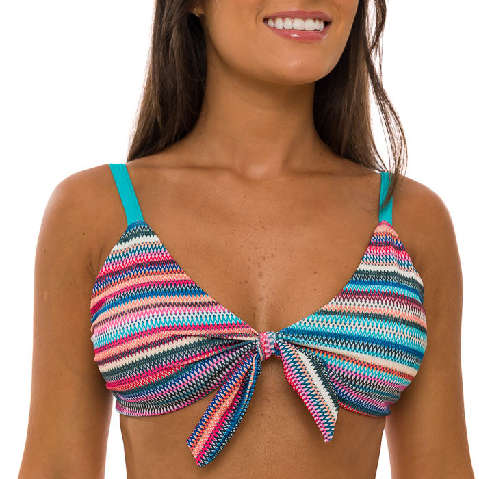 Colorful Striped Brazilian Knot Triangle Bikini Top - Sexy Swimwear for Beach, Pool & Summer Vacations