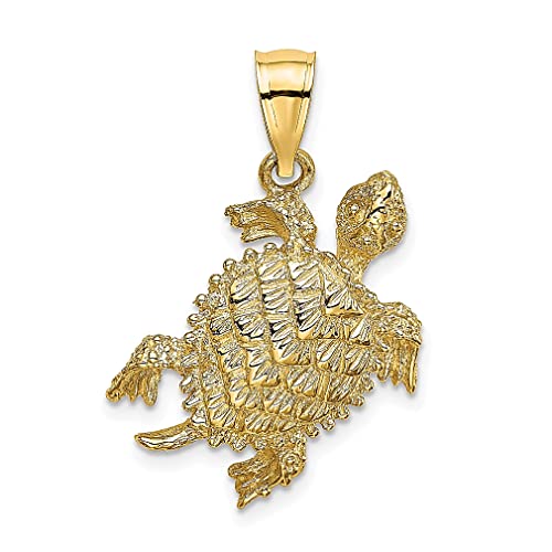 14K Yellow Gold Sea Turtle Tail Charm Necklace - Elegant Ocean-Themed Pendant for Women | Perfect Gift for Her | Ideal for Beach Vacations, Summer Outfits & Marine Life Lovers