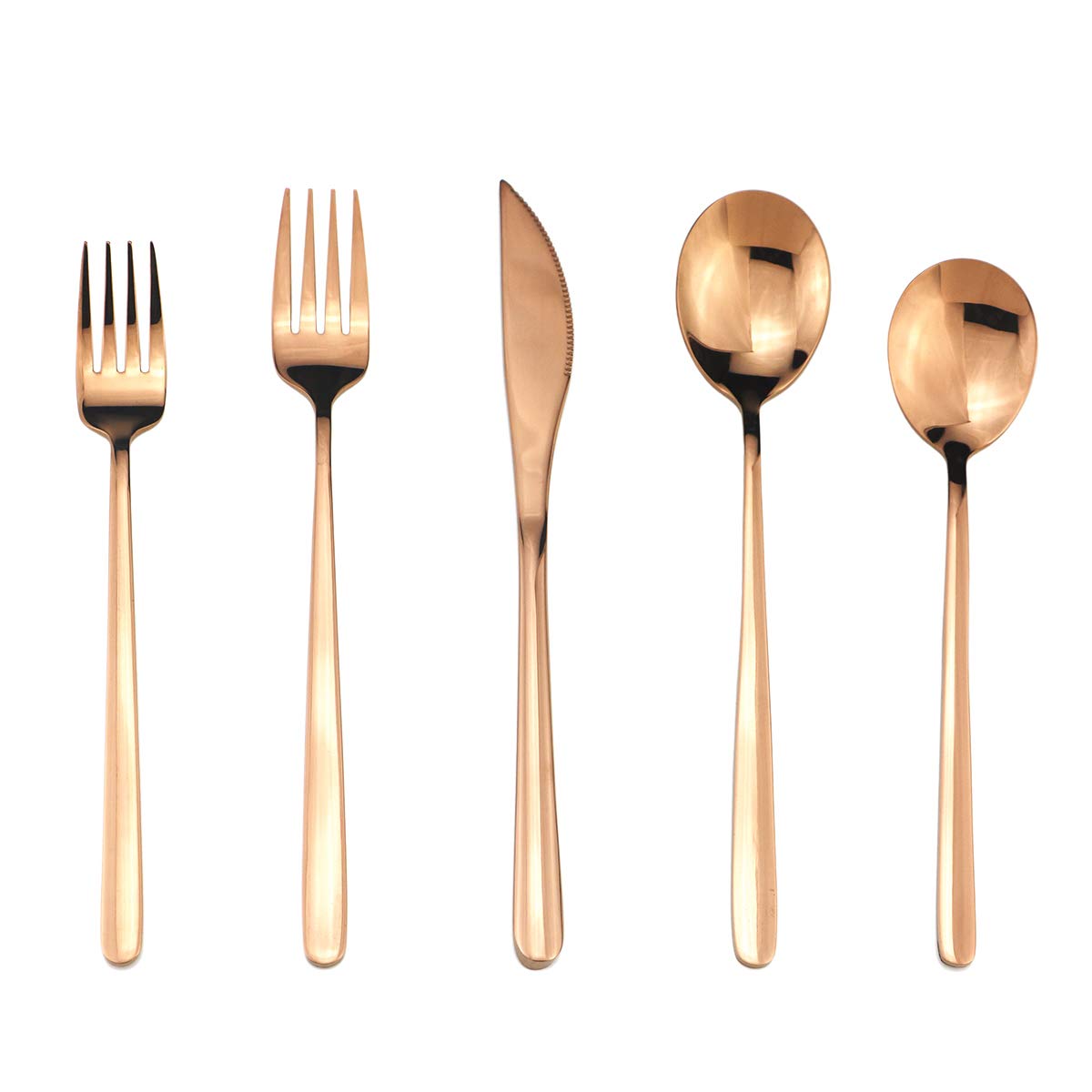 Premium 20-Piece Stainless Steel Flatware Set - Mirror Polished Rose Gold Cutlery for 4 - 304 Stainless Steel Forks, Spoons & Knives - Elegant Dining Set for Home, Kitchen, Hotel & Restaurant - Perfect for Everyday Meals, Dinner Parties & Special Occasions
