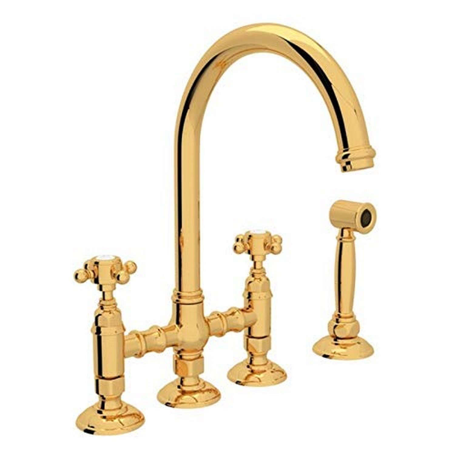 ROHL A1461XMWSIB-2 Premium Italian Brass Kitchen Faucet - Modern Pull-Down Sprayer for Sink, Dishwashing & Food Prep
