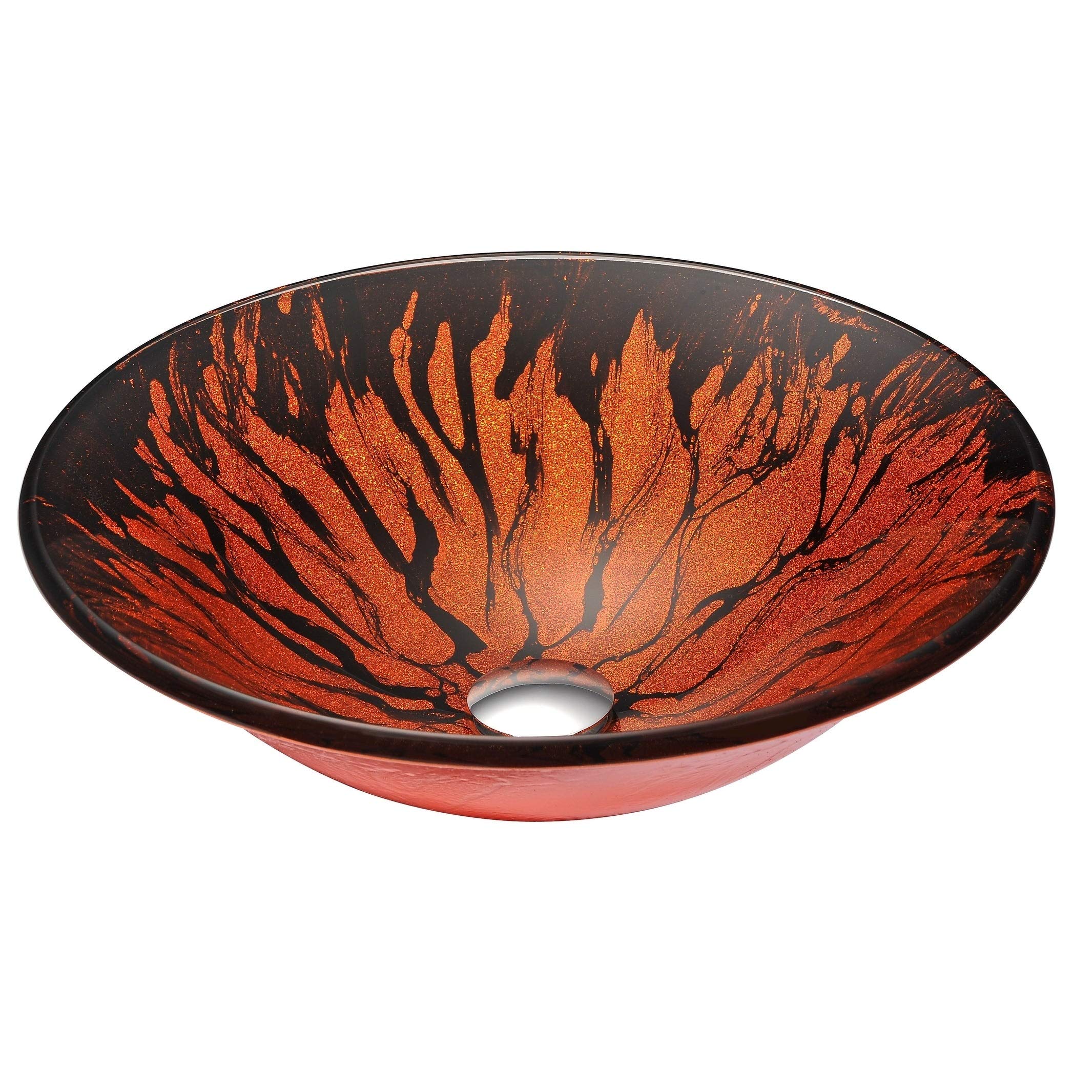Modern Black and Red Vessel Sink with Glossy Glass Finish - Perfect for Bathroom Vanity, Powder Room, or Contemporary Home Decor