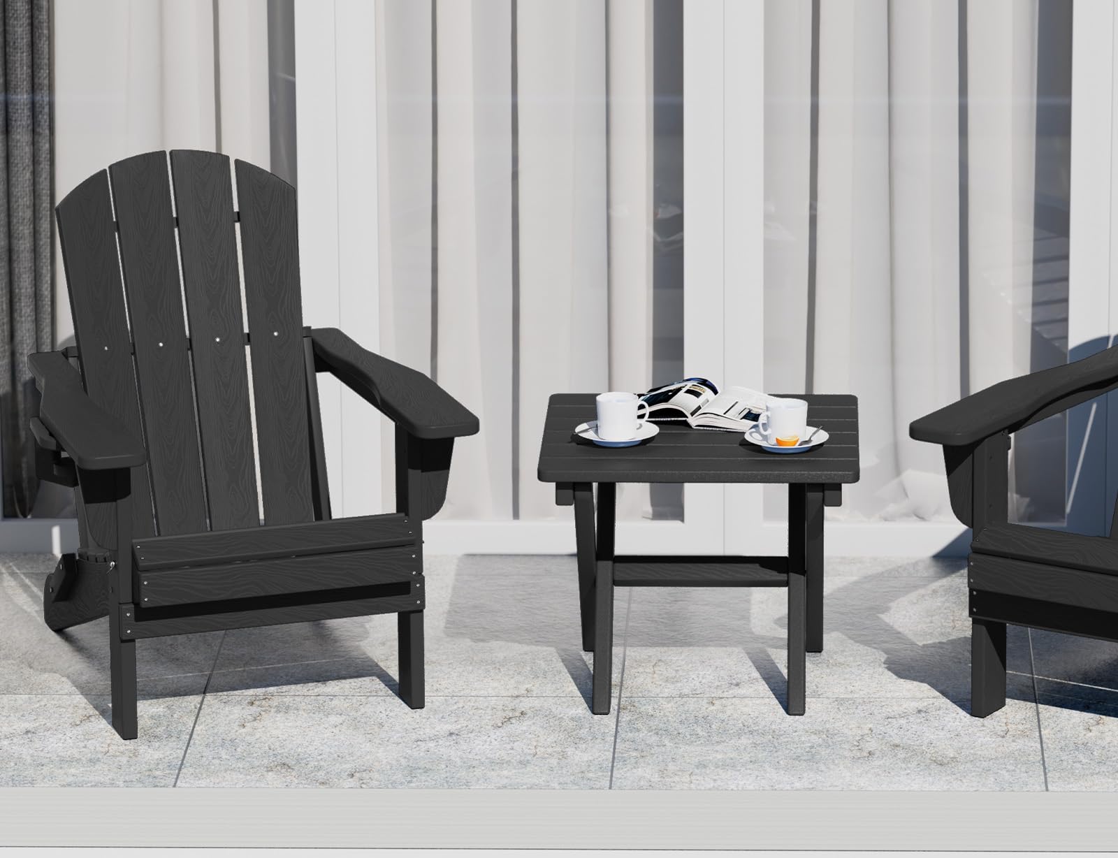 SERWALL Folding HDPE Outdoor Side Table - Portable for Camping & Patio