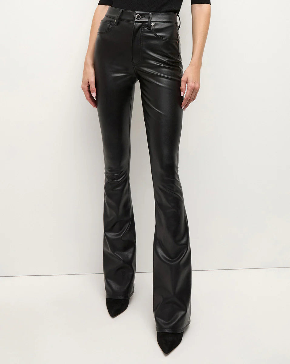 Beverly Vegan Leather Skinny Flare Pants for Women - Black | High Waisted Stretchy Faux Leather Pants | Perfect for Night Out, Party & Office Wear