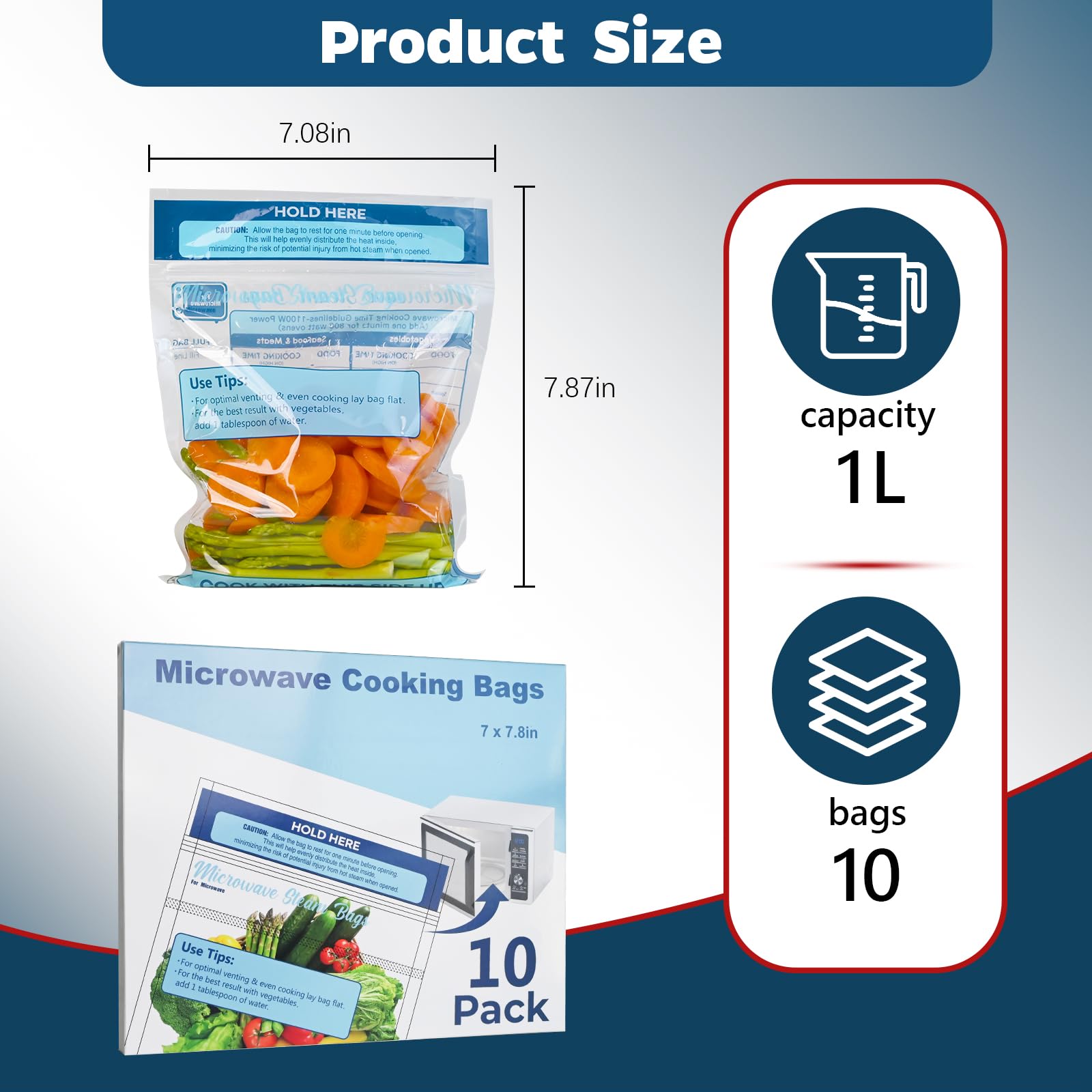10 Pack Microwave Steamer Bags - Reusable Food Storage Bags for Vegetables, Potatoes & Meat | Microwave & Freezer Safe | Perfect for Quick Meals, Healthy Cooking & Meal Prep
