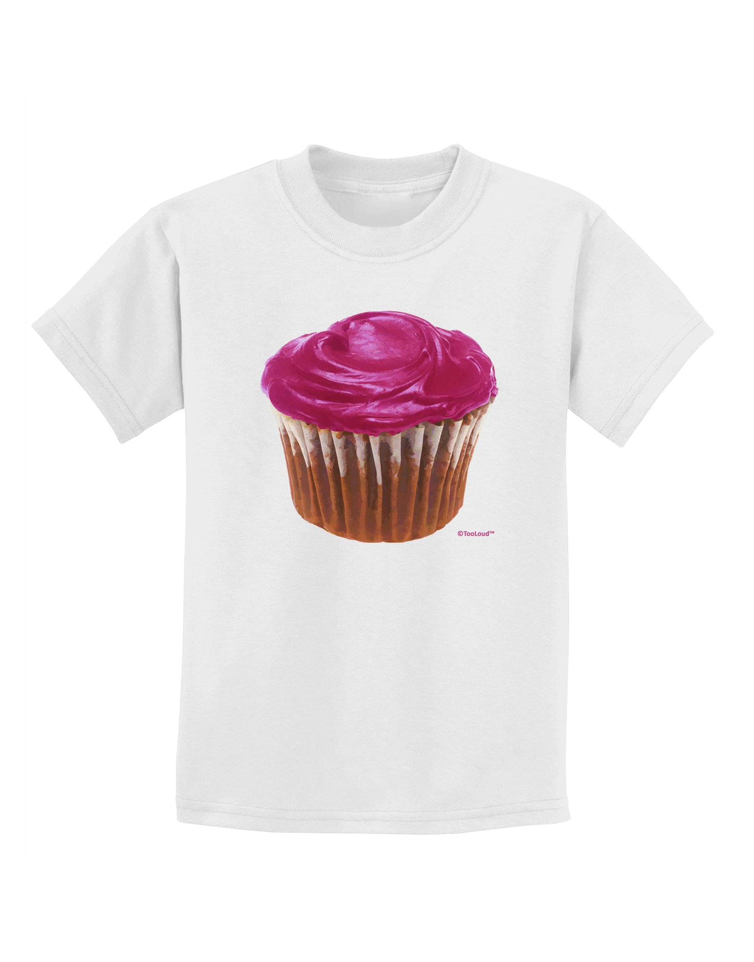 TooLoud Giant Bright Pink Cupcake Graphic Kids T-Shirt - Fun Birthday Outfit & Cute Casual Wear for Girls