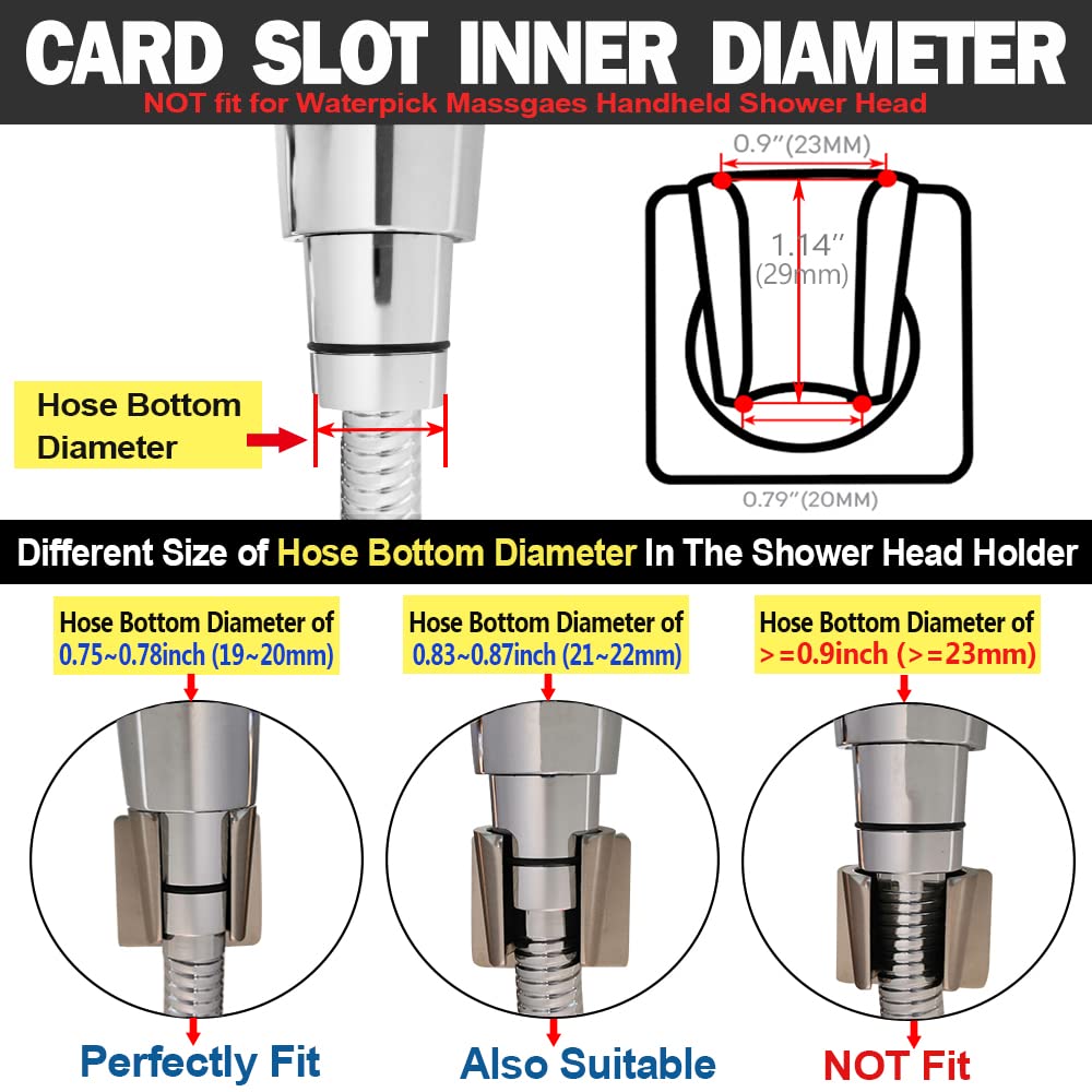 All Metal Handheld Shower Wand Bracket - Brass & Brushed Nickel Shower Head Holder - No Drill Adhesive Wall Mount for Easy Installation - Perfect for Bathroom, RV & Small Space Showers