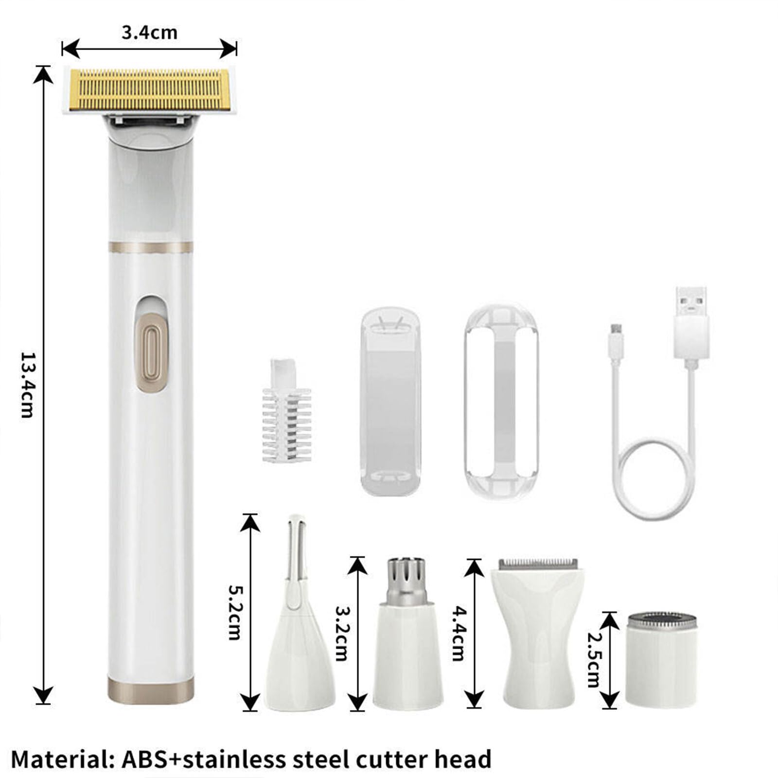 5-in-1 Electric Bikini Trimmer for Women - Waterproof Pubic Hair Shaver, Facial Hair Remover & Nose Trimmer with Replaceable Blades | Rechargeable Women's Grooming Kit for Smooth Skin at Home & Travel