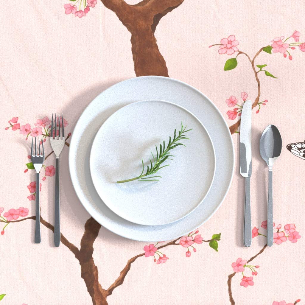Custom Cherry Blossom Chinoiserie Tablecloth - 70