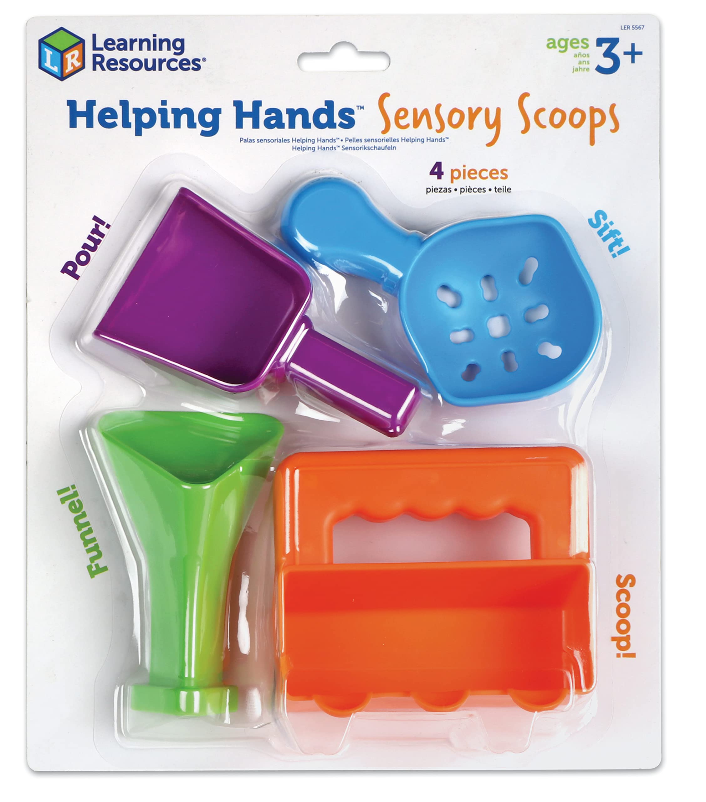 Learning Resources Helping Hands Sensory Scoops - Fine Motor Skills Toys for Toddlers & Kids Ages 3+ (4-Piece Set) - Sensory Play, Easter Basket Stuffers & Early Childhood Development Tools