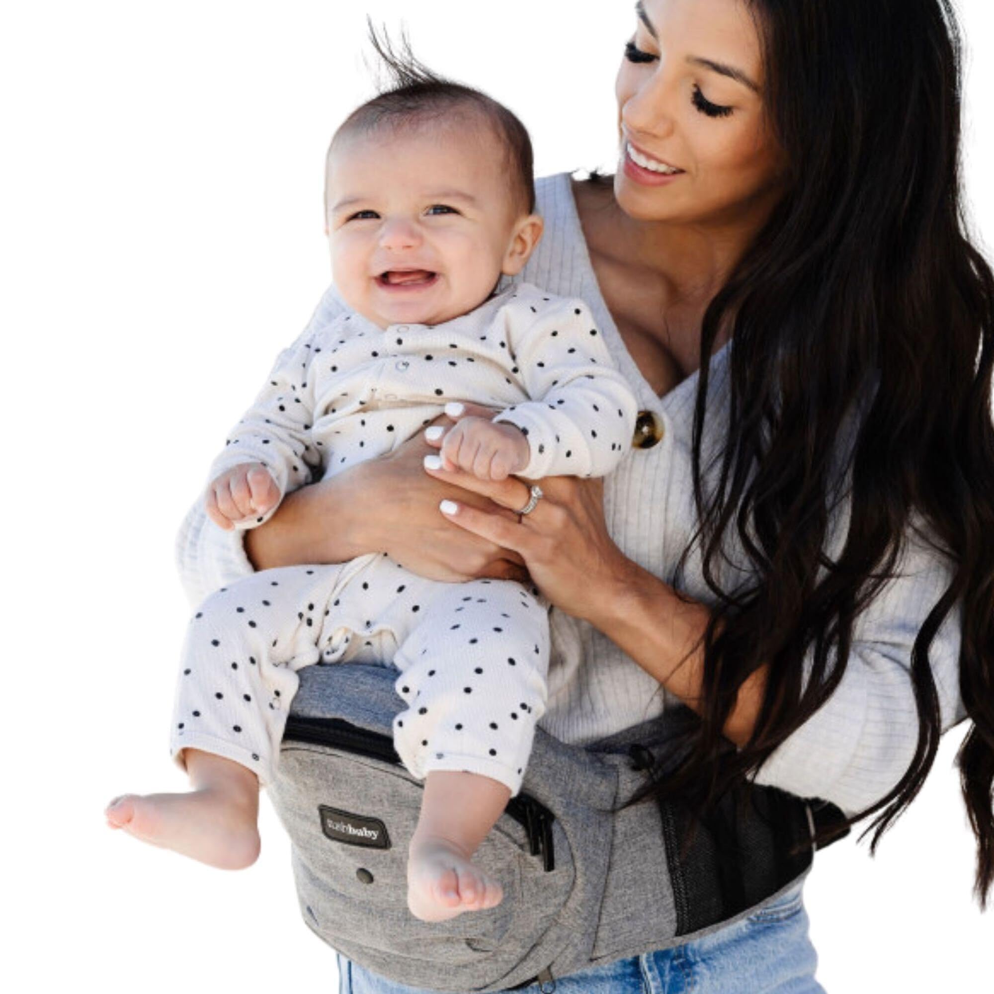 TushBaby Safety Certified Adjustable Hip Seat Carrier - Ergonomic Design for Newborns, Toddlers & Kids, Machine Washable, Ultra-Comfortable Waist Support (Grey) | Perfect for Shopping, Travel & Everyday Parenting