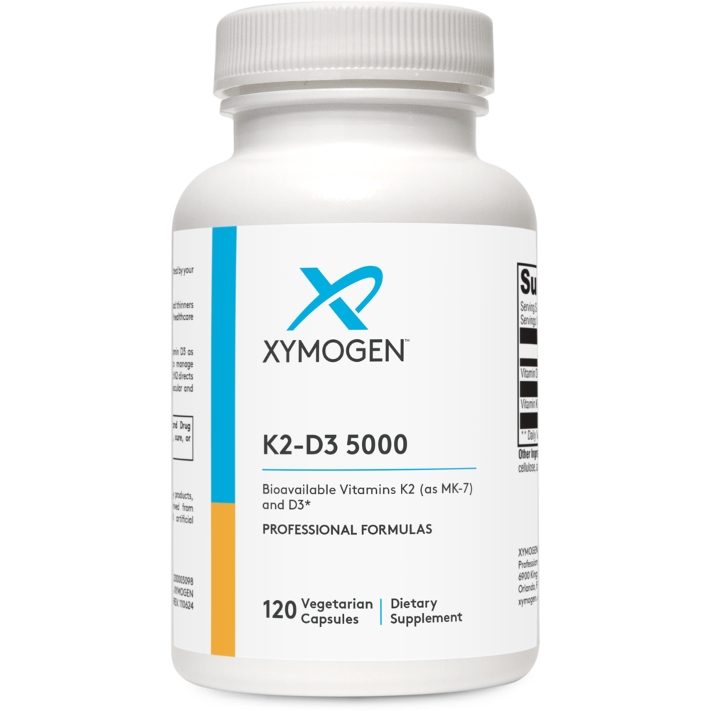 Xymogen K2 D3 5000 IU Vitamin D3 Supplement - Supports Bone & Immune Health (60 or 120 Count) - Ideal for Daily Wellness & Immune Support