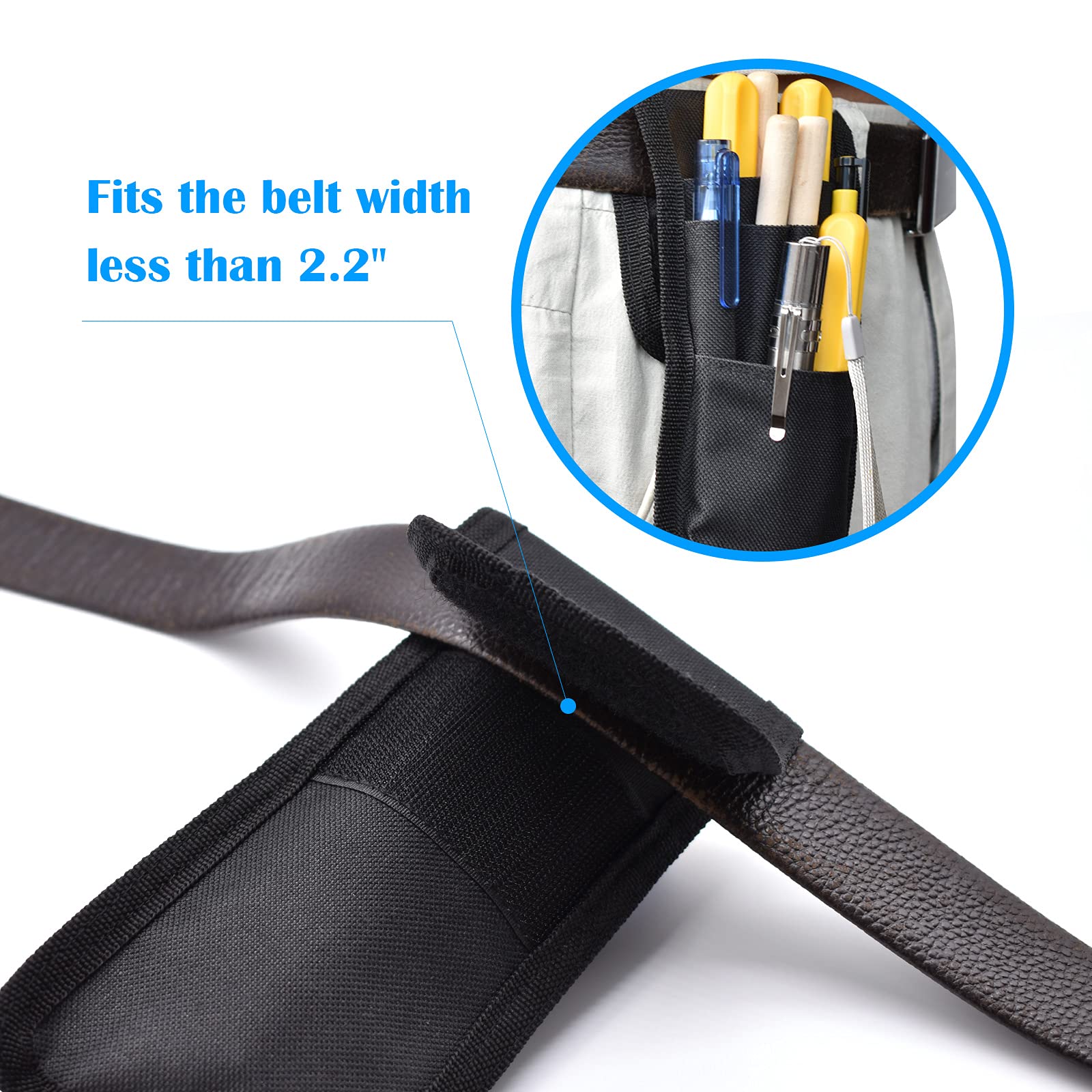 2 Pack Tactical Belt Pen Holder - Adjustable Military Pencil Pouch with Detachable Sleeve for Pens, Rulers & Scissors - Durable Black EDC Organizer for Outdoor, Hiking, Camping & Office Use