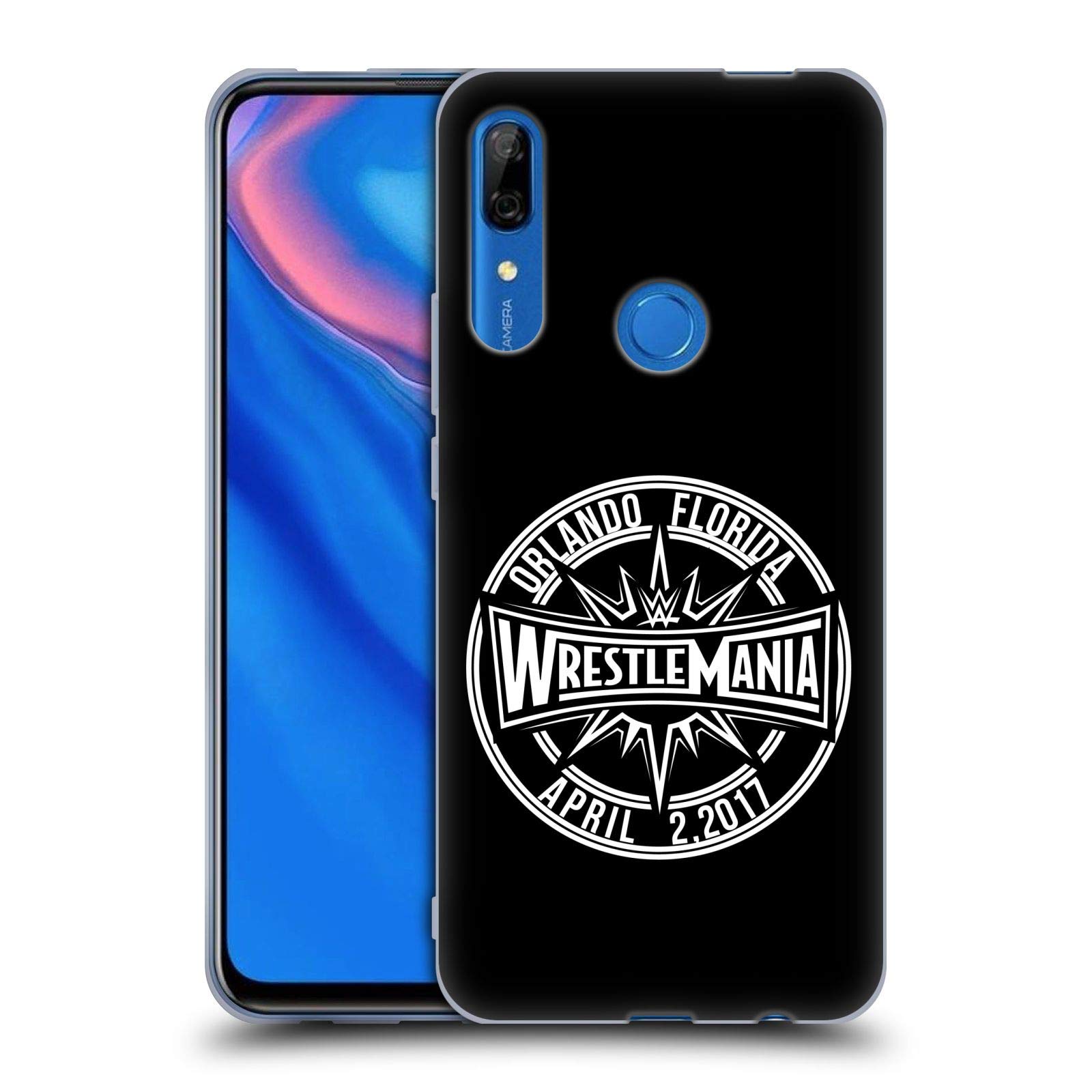 Official WWE Wrestlemania 33 Soft Gel Phone Case for Huawei P Smart Z/Y9 Prime - Black & White Design - Perfect for Wrestling Fans & Event Protection