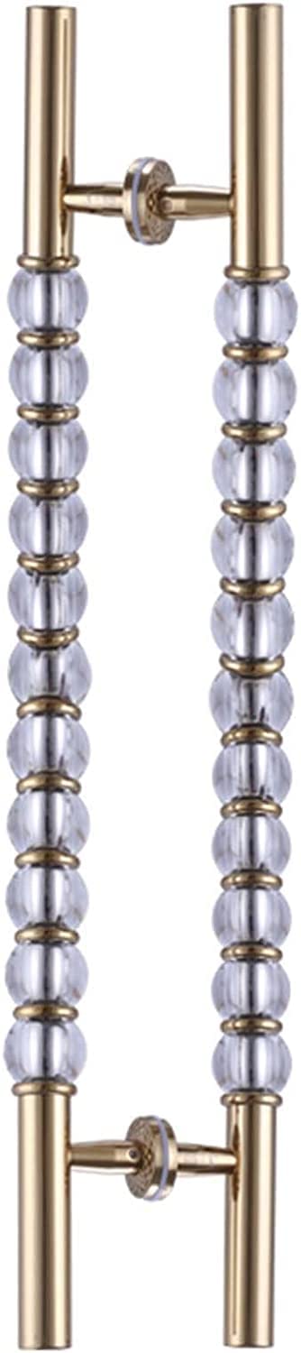 ETULLE Modern Clear Crystal Glass Door Handle - Gold H-Shaped Sliding Barn Door Handle for Interior & Exterior Use, 120cm - Perfect for Home, Office, and Commercial Spaces