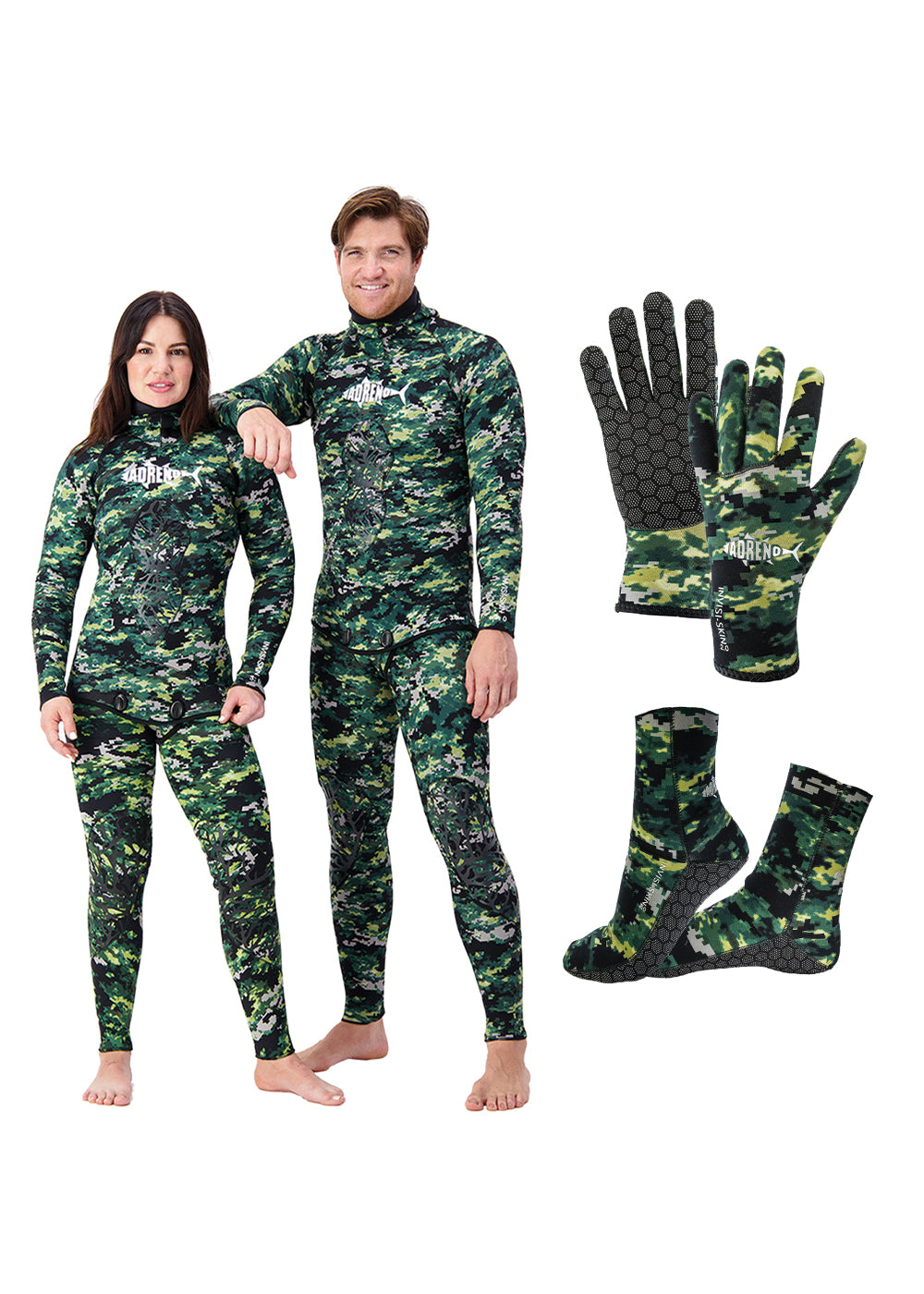 Adreno Invisi Skin 3mm Neoprene Wetsuit, Gloves & Socks Combo Set - Perfect for Scuba Diving, Snorkeling and Water Sports