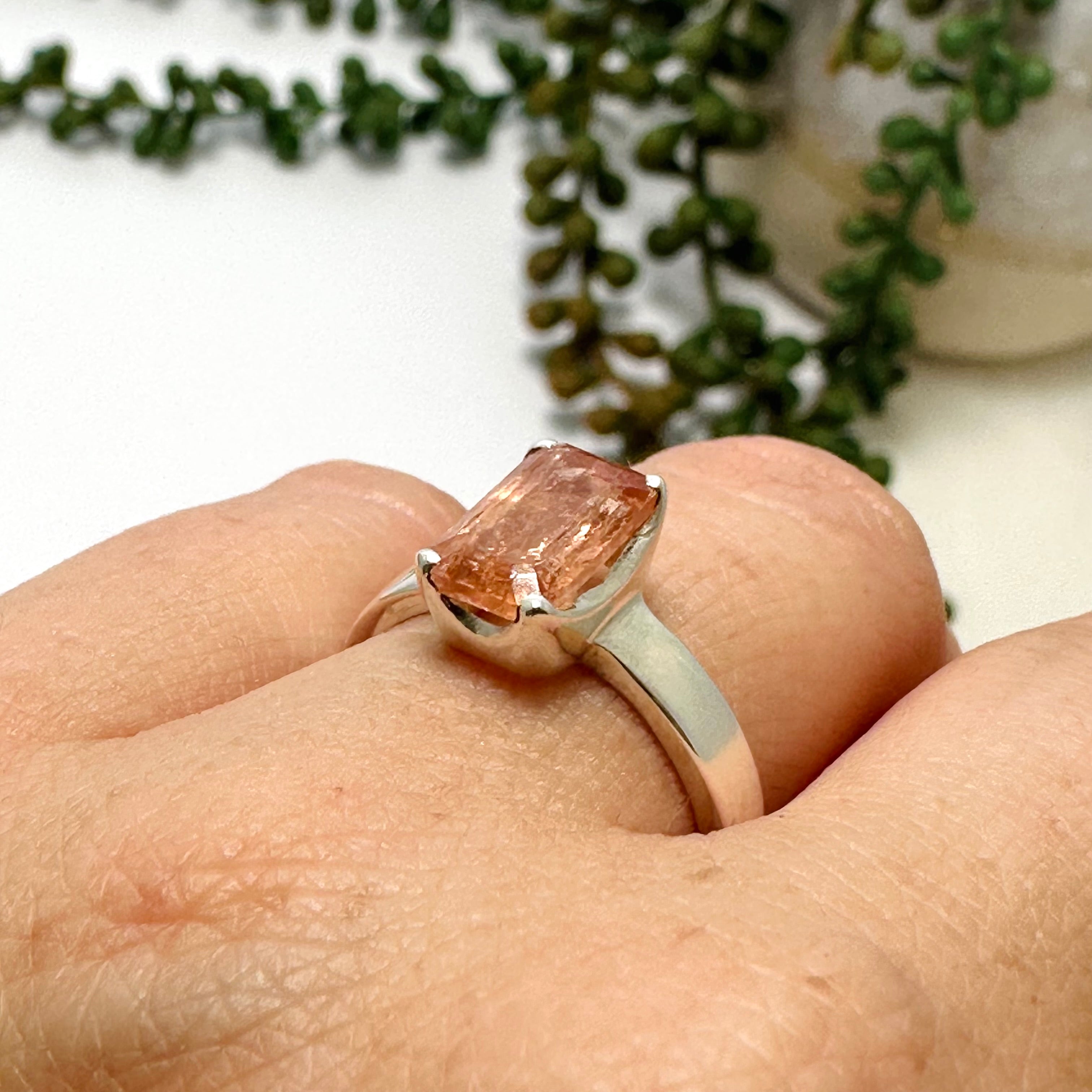 Imperial Topaz Rectangular Faceted Ring - Size 7 - PRGJ768 - Elegant Jewelry for Weddings, Parties & Special Occasions