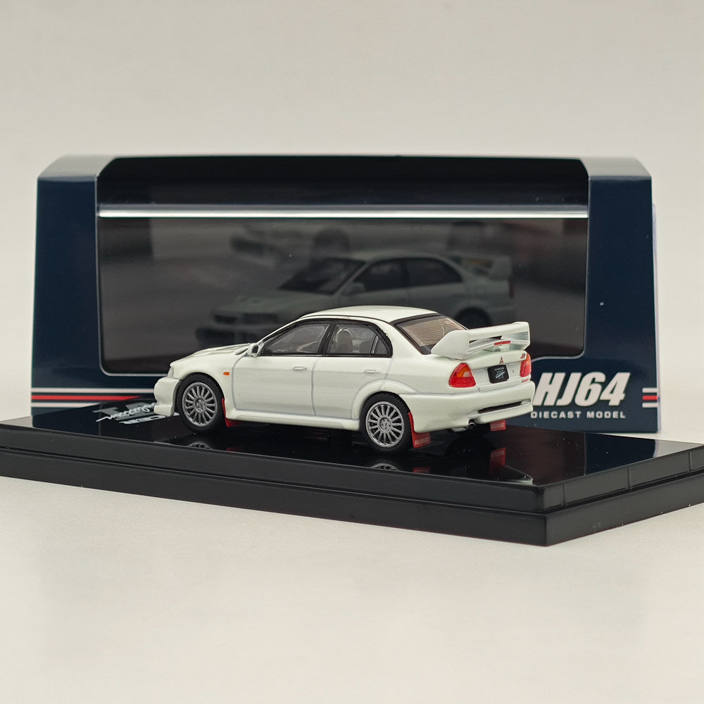 1/64 Scale Mitsubishi Lancer GSR Evolution VI (CP9A) 1999 Diecast Model Car - White | Hobby Japan HJ642033AW | Collectible Toy Car for Display & Racing Scenes