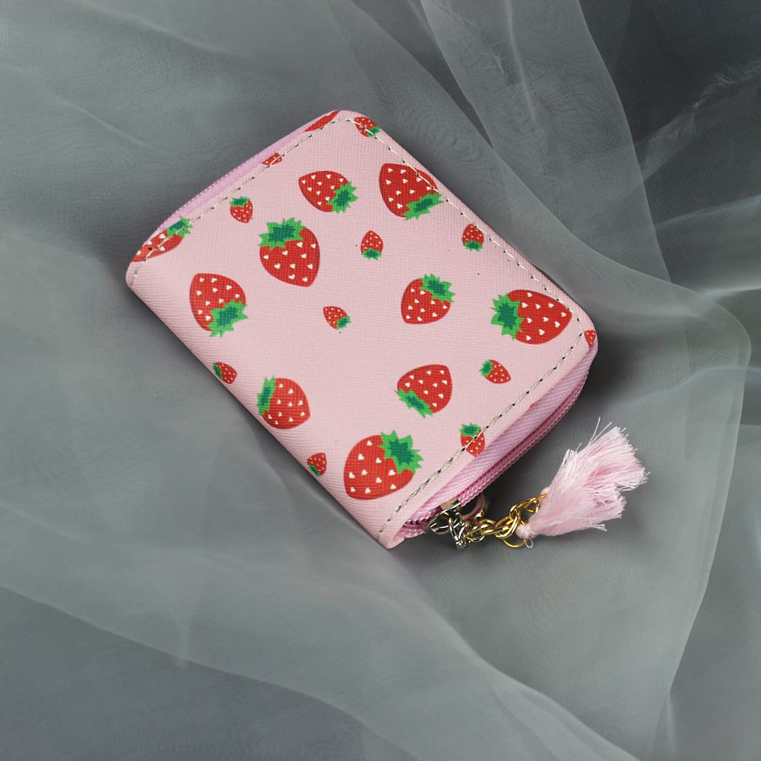 Mayebridge Women's PU Leather Strawberry Zipper Wallet - Cute Purse for Girls & Women - Perfect for Everyday Use, Travel, and Gifts (Strawberry)