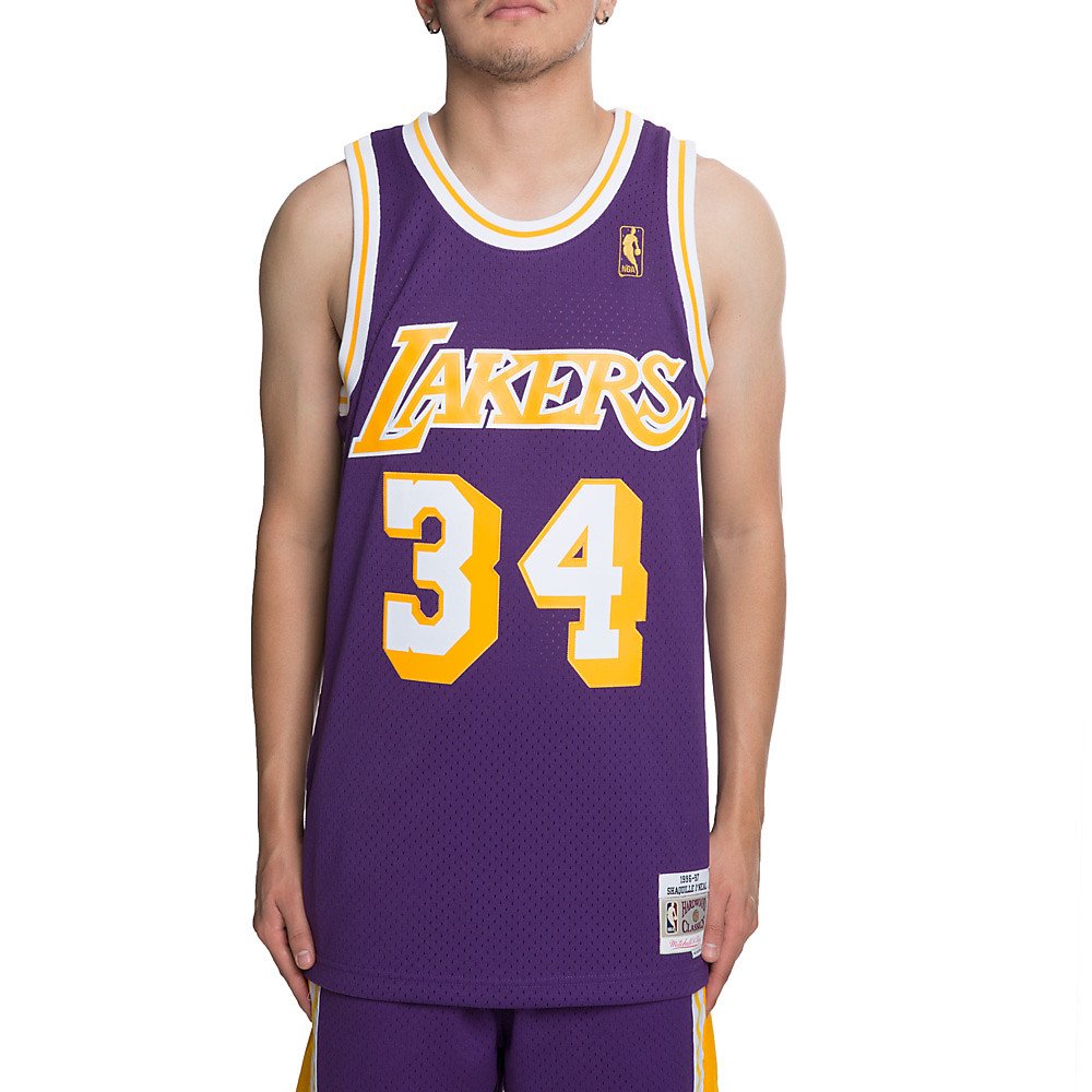 Mitchell & Ness Shaquille O'Neal Los Angeles Lakers NBA Purple 1996-97 Hardwood Classics Swingman Jersey - Men's XL Size - Authentic Basketball Jersey for Fans & Collectors - Perfect for Games, Parties & Sports Events