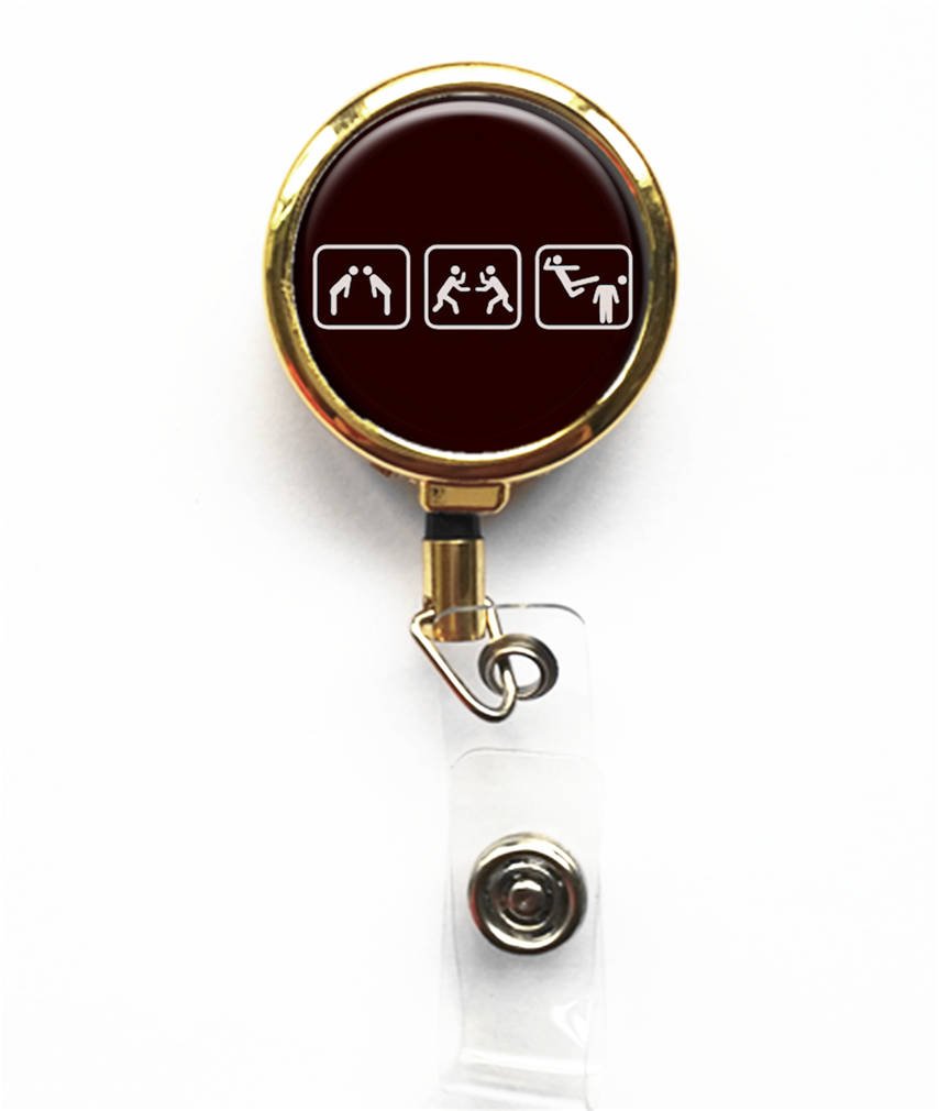 RhyNSky Karate ID Badge Holder - Retractable Name Reel for Martial Arts & Business