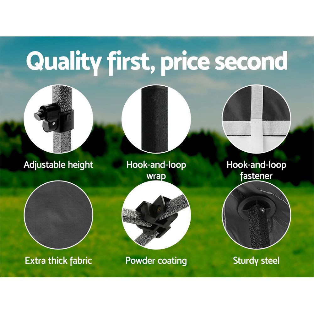 Instahut 3x6 Pop Up Gazebo Tent - Portable Folding Canopy for Outdoor Weddings, Camping, Picnics & Backyard Shade (Black) | Waterproof & UV Protection Shelter for Patio, Garden & Beach Use