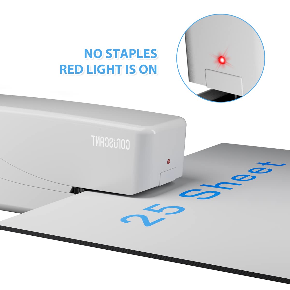 Coruscant Heavy Duty Electric Stapler - Automatic 25 Sheet Capacity with 210 Staples Storage | Includes 2000 Staples & Staple Remover | AC/Battery Powered for Home Office, School & Craft Projects | Perfect for Document Binding, Paperwork Organization & DIY Projects