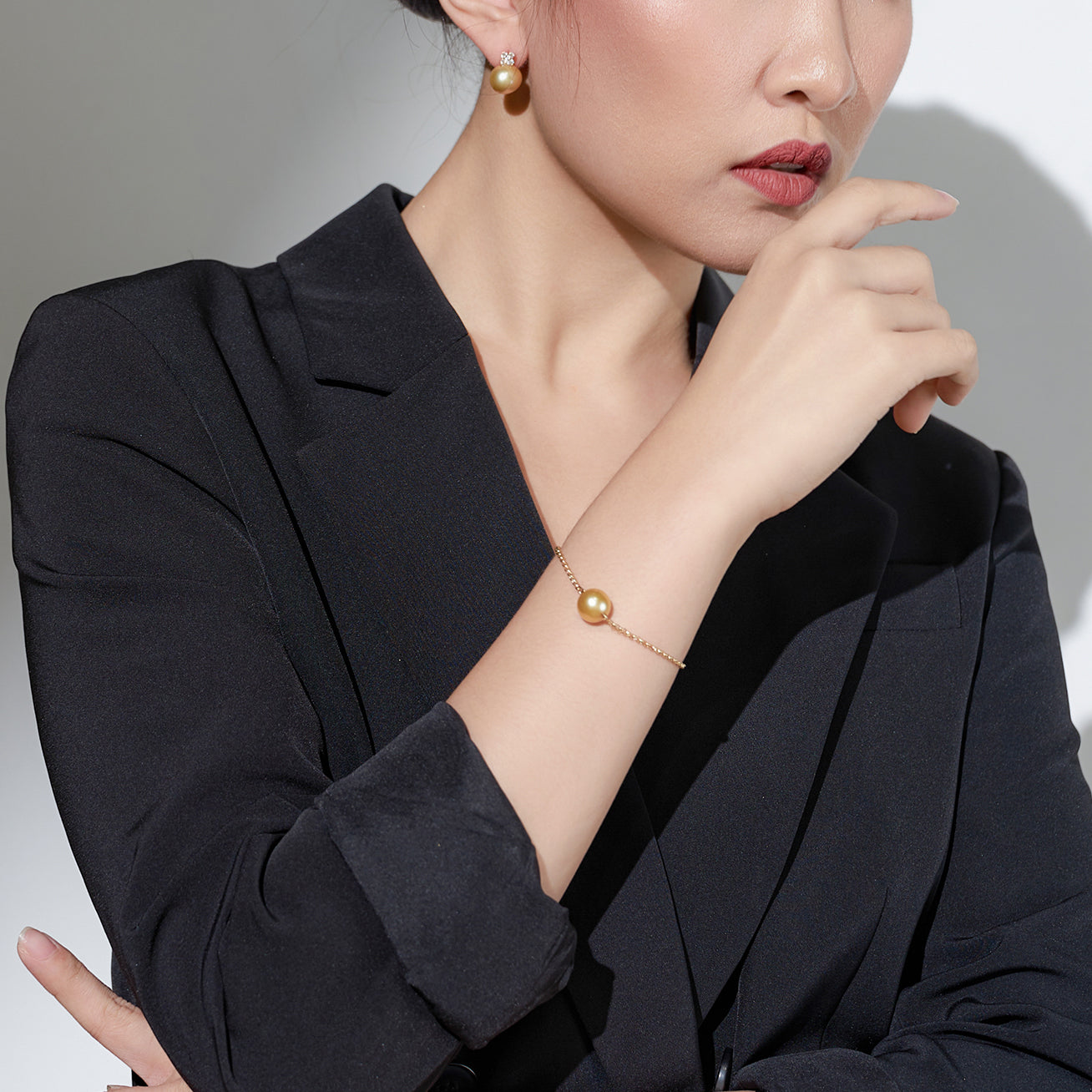 18K Solid Gold South Sea Golden Pearl Earrings KE00110 - Luxury Pearl Jewelry for Women, Elegant Gift for Weddings, Anniversaries & Special Occasions