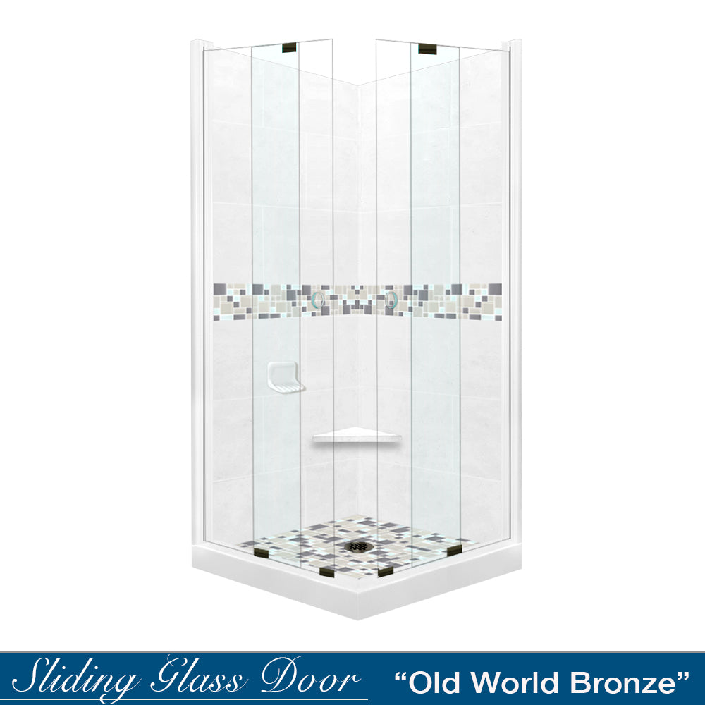 DIY Shower Remodel Kit - Natural Buff Sistine Stone & Newport Mosaic Accent Tiles for Bathroom Corner Upgrade | Waterproof & Easy Installation for Shower Walls, Backsplash, and Bathroom Renovation