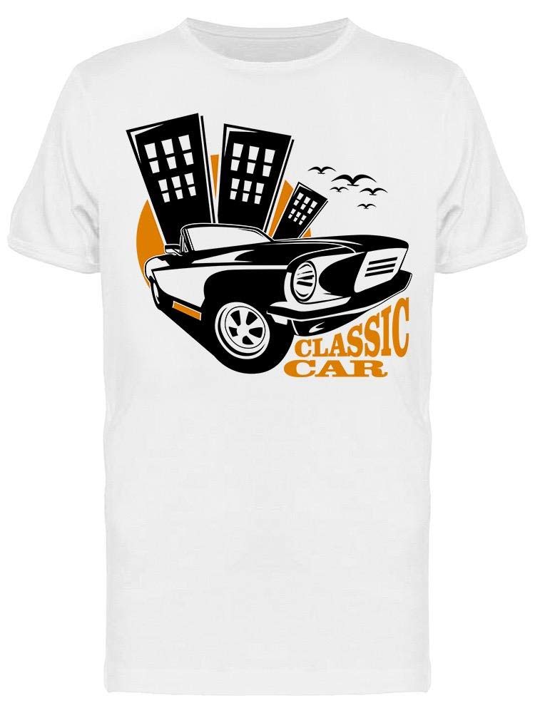 Cityscape and Classic Car Graphic T-Shirt for Men - Casual Streetwear & Vintage Style Tee for Everyday Wear, Outings, and Gifts