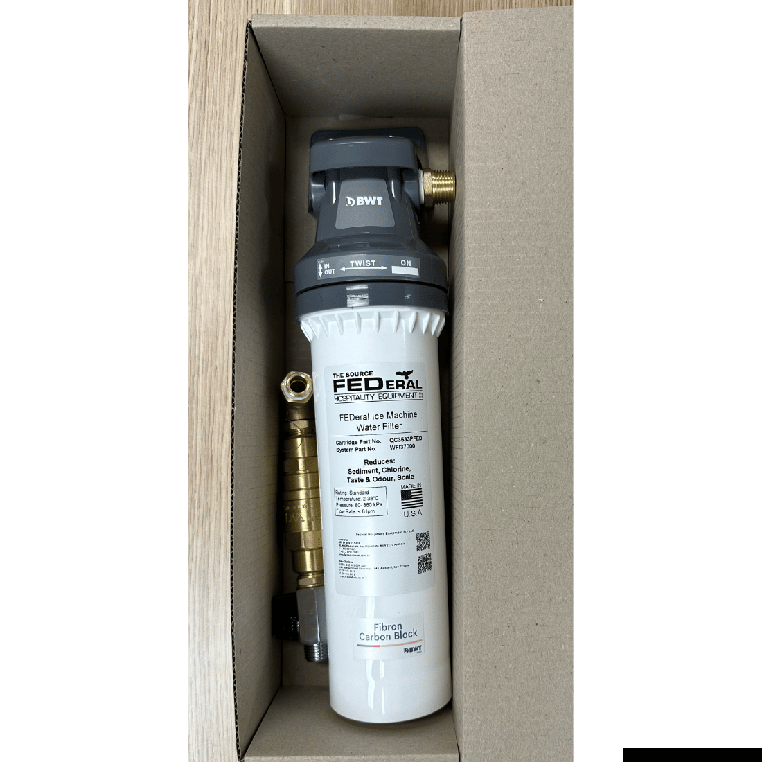 F.E.D BWT WFI37000 Replacement Water Filter for Ice Makers - Compatible with Most Refrigerator Ice Machines (Home, Office, Restaurant Use)