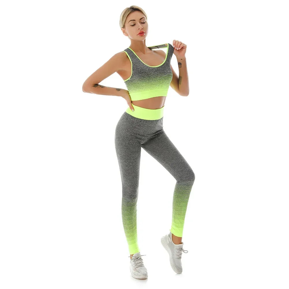 2-Piece Women's Yoga Outfit Set - Stretchy Sports Bra & High-Waisted Workout Leggings for Fitness, Running & Gym | Comfortable Elastic Yoga Suit for Women | Perfect for Yoga, Pilates & Home Workouts