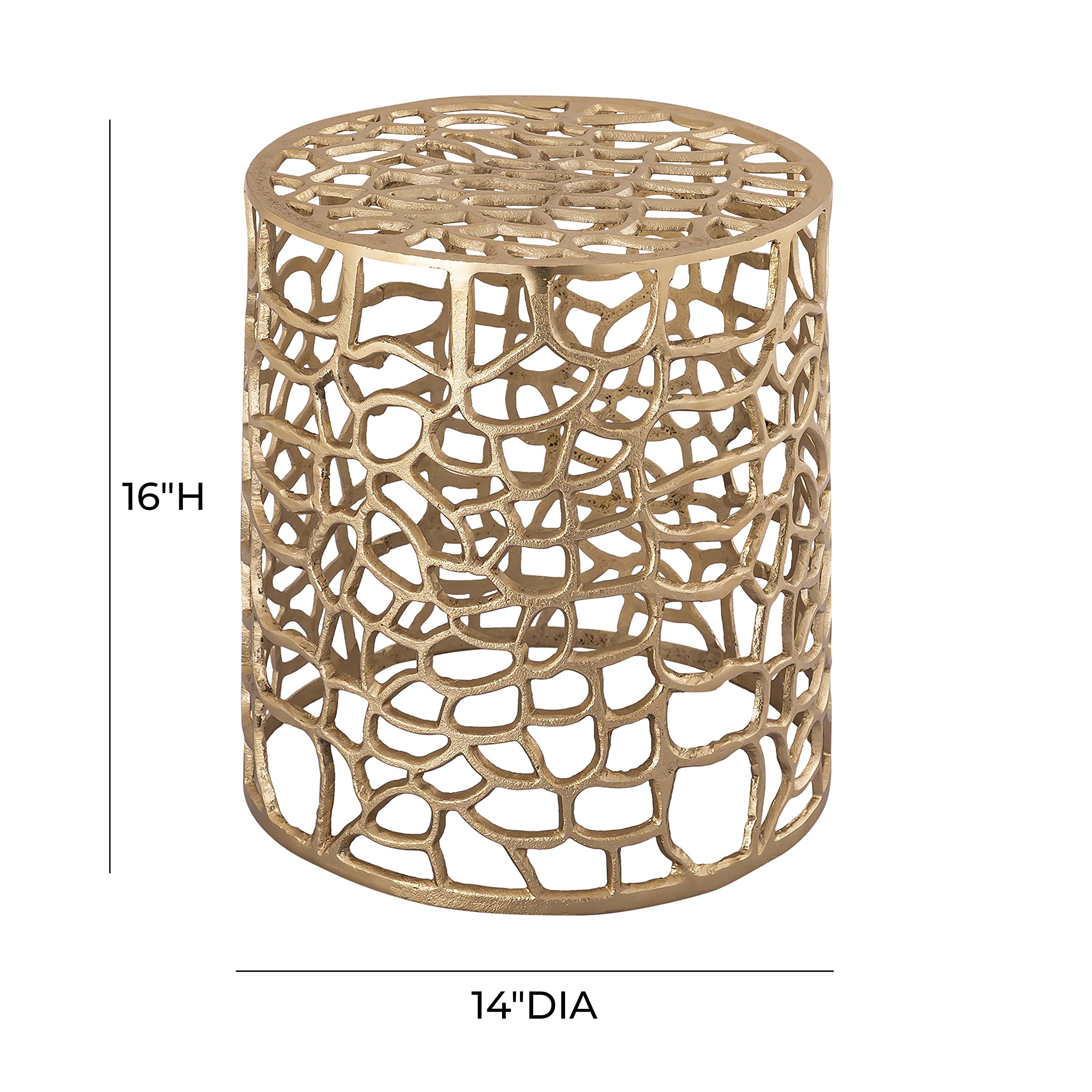 Sophia Round Gold Iron Side Table - Modern Accent Table for Living Room, Bedroom & Patio - Stylish & Durable Metal End Table - Perfect for Coffee, Books & Decor