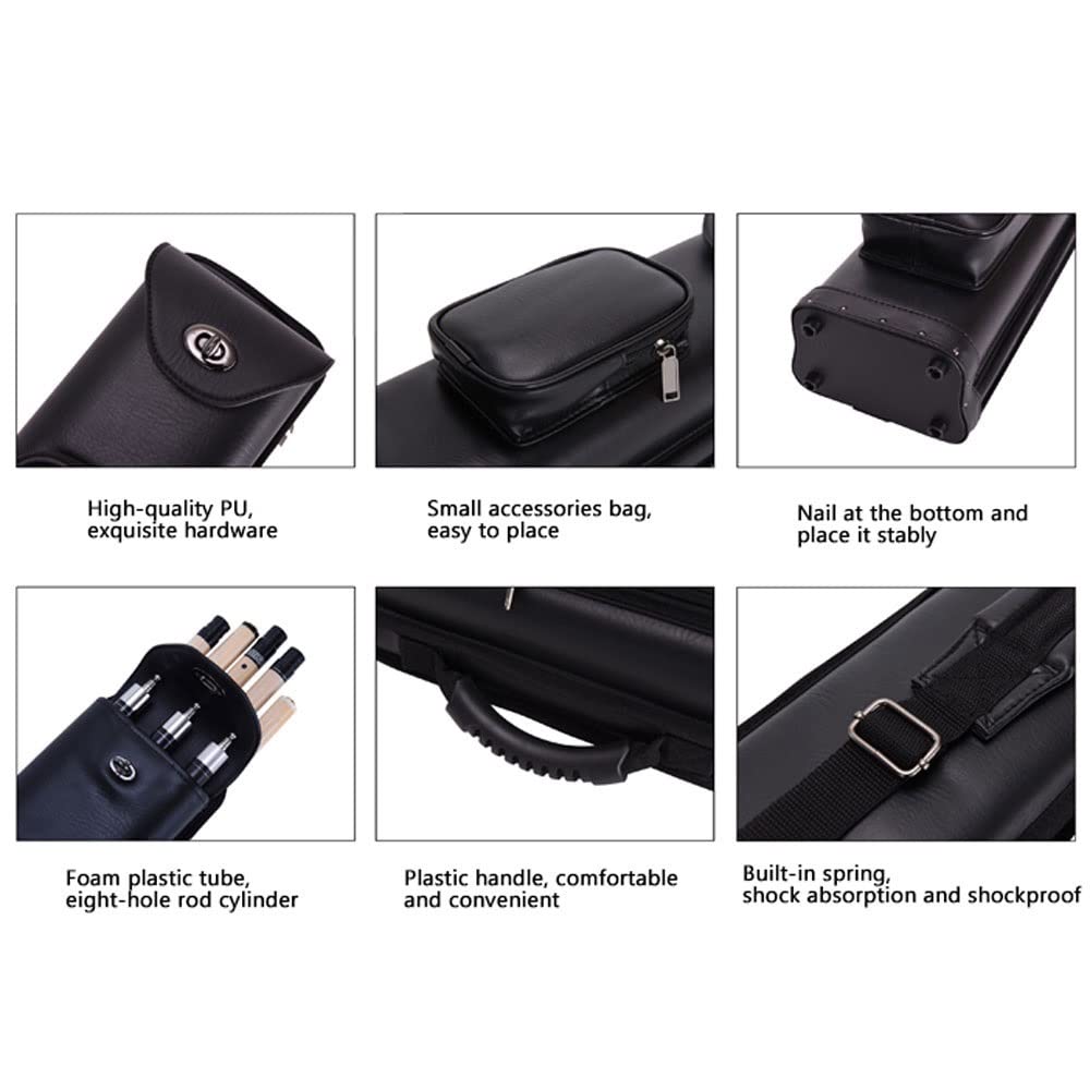 OJUN 3x5 Pool Cue Hard Case - Lightweight Leatherette Billiard Stick Carrying Case for 1/2 Snooker Cues - Perfect for Travel & Tournament Play