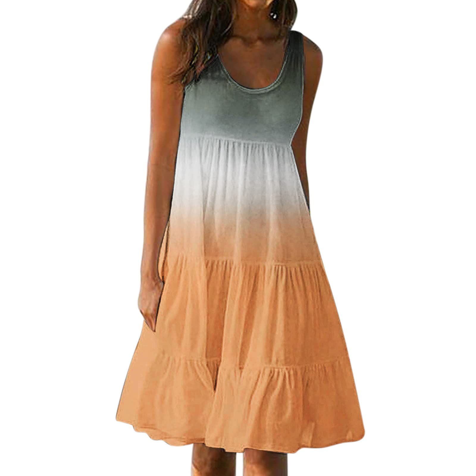 Women's Floral Summer Midi Dress - Sleeveless Round Neck Swing Tank Dress for Beach, Casual & Fashion Outfits | Perfect for Vacations, Parties & Everyday Wear